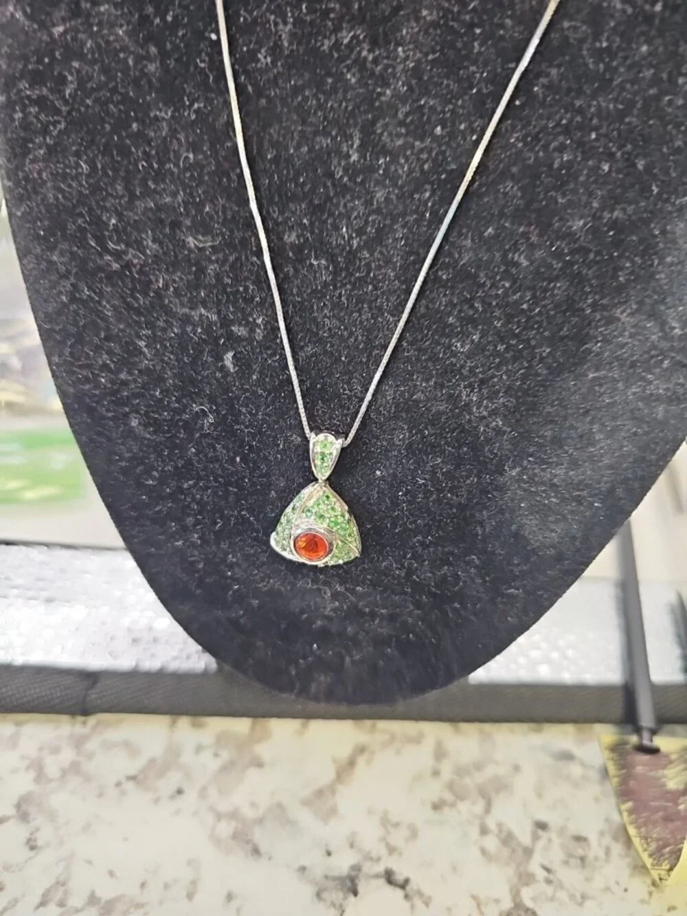 Necklace  .925 Sterling Silver Box  Link Spring Ring Clasp 16 Inches   Pendant